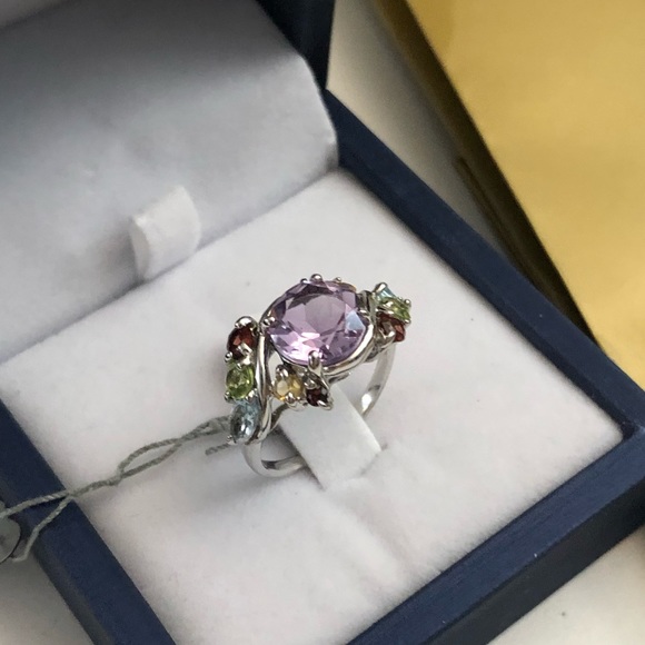 ❌SOLD❌ MULTI GEMSTONES 925 STERLING SILVER RING - Picture 5 of 8